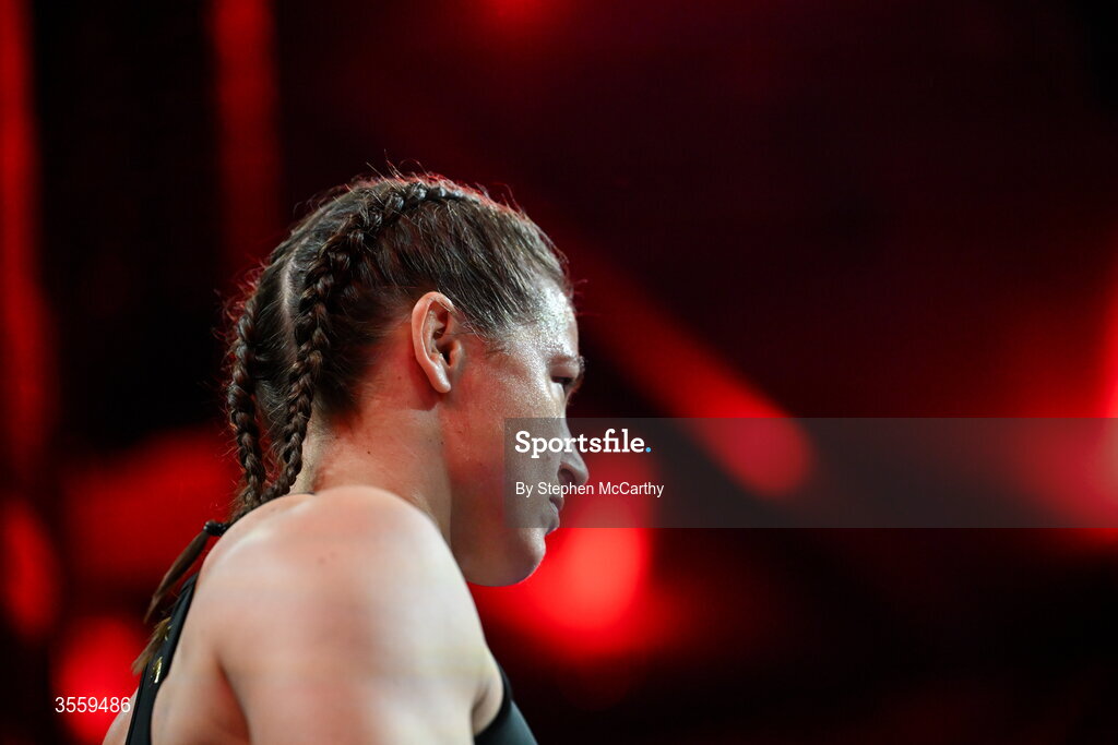 5 September 2026; Katie Taylor before her undisputed super lightweight championship fight with Flora Pili at the Once Upon A Time fight night in Croke Park, Dublin. Photo by Stephen McCarthy/Sportsfile
