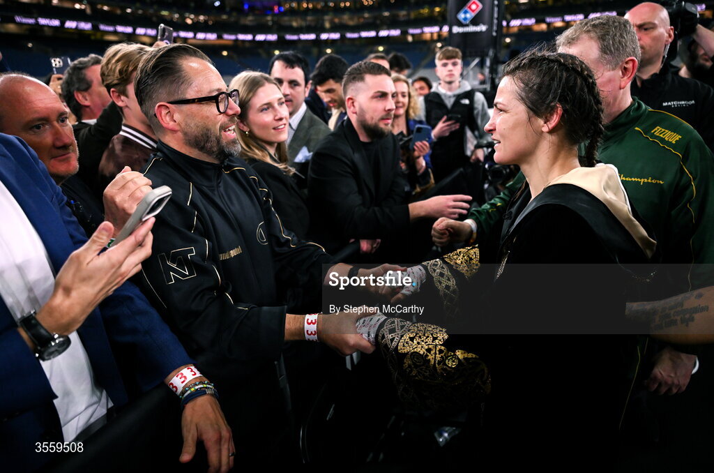 5 September 2026; Katie Taylor meets family and friends following her undisputed super lightweight championship fight victory over Flora Pili at the Once Upon A Time fight night in Croke Park, Dublin. Photo by Stephen McCarthy/Sportsfile