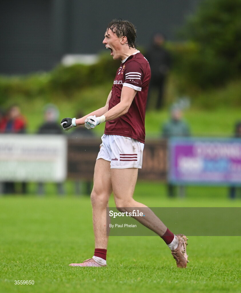 6 September 2026; Kobe McDonald of Crossmolina Deel Rovers celebrates scoring a 45 during the Connacht Gold Senior Club Championship Group 3 match between Crossmolina Deel Rovers of Mayo and Mayo Gaels of Mayo at Charlestown Sarsfields GAA, Fr O'Hara Park, Charlestown in Mayo. Photo by Paul Phelan/Sportsfile