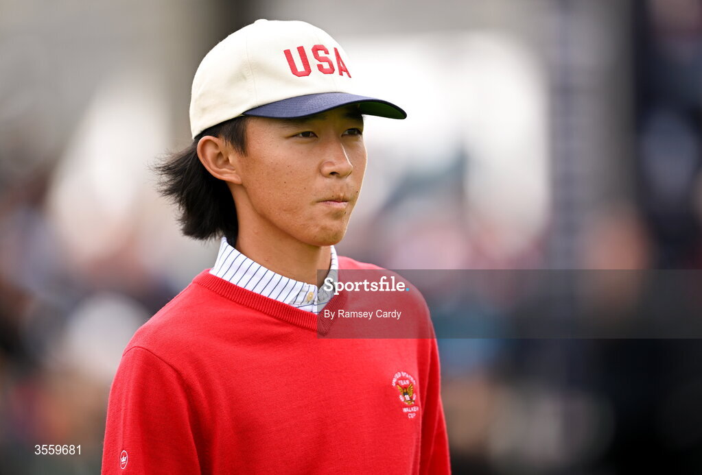 6 September 2026; Ethan Fang of USA during the singles matches on day two of the 51st Walker Cup at Lahinch Golf Club in Lahinch, Clare. Photo by Ramsey Cardy/Sportsfile