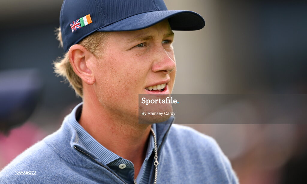 6 September 2026; Luke Poulter of Great Britain and Ireland during the singles matches on day two of the 51st Walker Cup at Lahinch Golf Club in Lahinch, Clare. Photo by Ramsey Cardy/Sportsfile