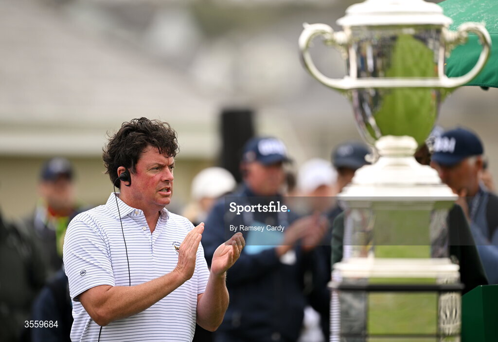 6 September 2026; USA captain Nathan Smith during the singles matches on day two of the 51st Walker Cup at Lahinch Golf Club in Lahinch, Clare. Photo by Ramsey Cardy/Sportsfile