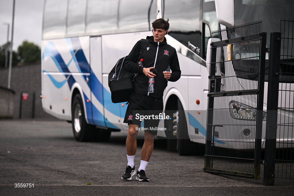 6 September 2026; Egor Vassenin of Dundalk arrives before the Club Orange Men’s FAI Cup quarter-final match between Derry City and Dundalk at The Ryan McBride Brandywell Stadium in Derry. Photo by Ben McShane/Sportsfile