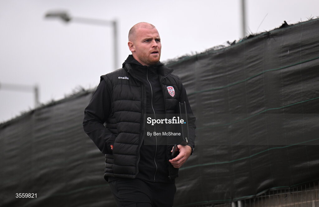 6 September 2026; Derry City interim manager Mark Connolly arrives before the Club Orange Men’s FAI Cup quarter-final match between Derry City and Dundalk at The Ryan McBride Brandywell Stadium in Derry. Photo by Ben McShane/Sportsfile