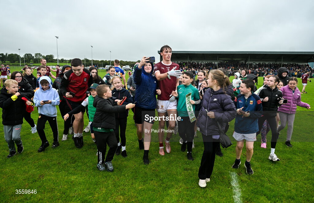 6 September 2026; Kobe McDonald of Crossmolina Deel Rovers with supporters after the Connacht Gold Senior Club Championship Group 3 match between Crossmolina Deel Rovers of Mayo and Mayo Gaels of Mayo at Charlestown Sarsfields GAA, Fr O'Hara Park, Charlestown in Mayo. Photo by Paul Phelan/Sportsfile