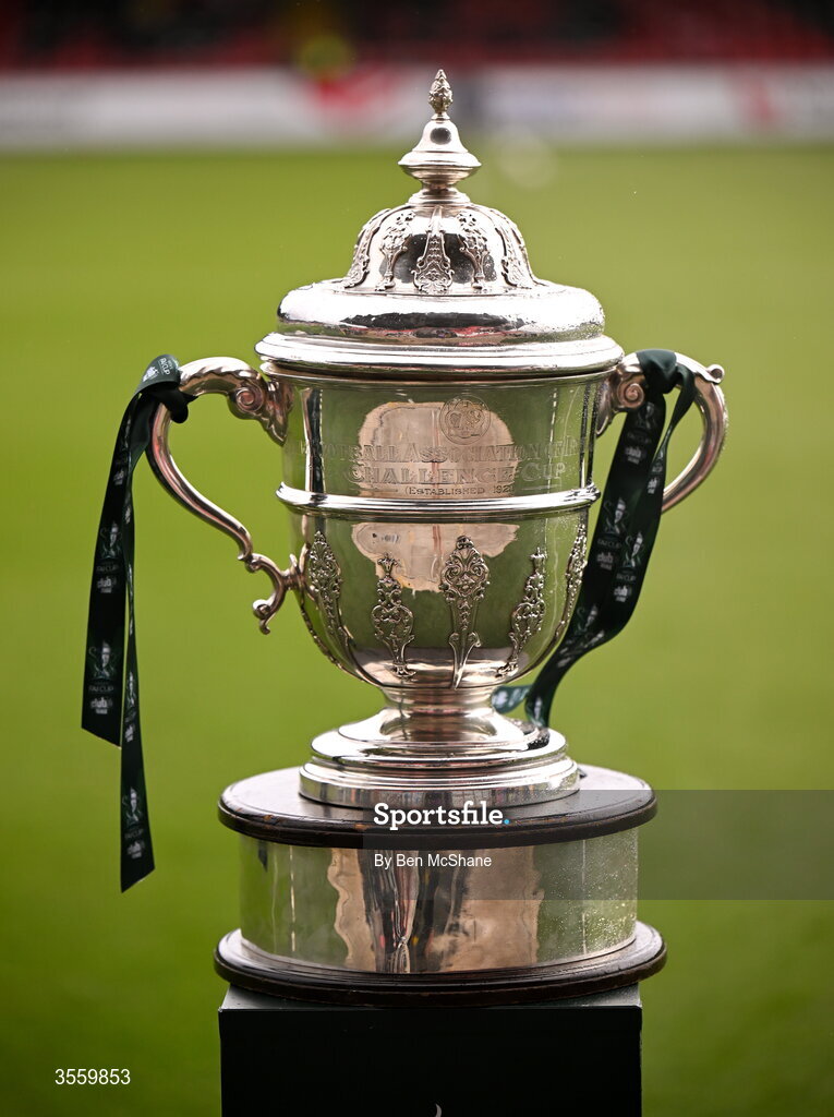 6 September 2026; A view of the FAI Challenge Cup before the Club Orange Men’s FAI Cup quarter-final match between Derry City and Dundalk at The Ryan McBride Brandywell Stadium in Derry. Photo by Ben McShane/Sportsfile