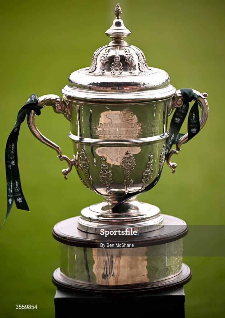6 September 2026; A view of the FAI Challenge Cup before the Club Orange Men’s FAI Cup quarter-final match between Derry City and Dundalk at The Ryan McBride Brandywell Stadium in Derry. Photo by Ben McShane/Sportsfile