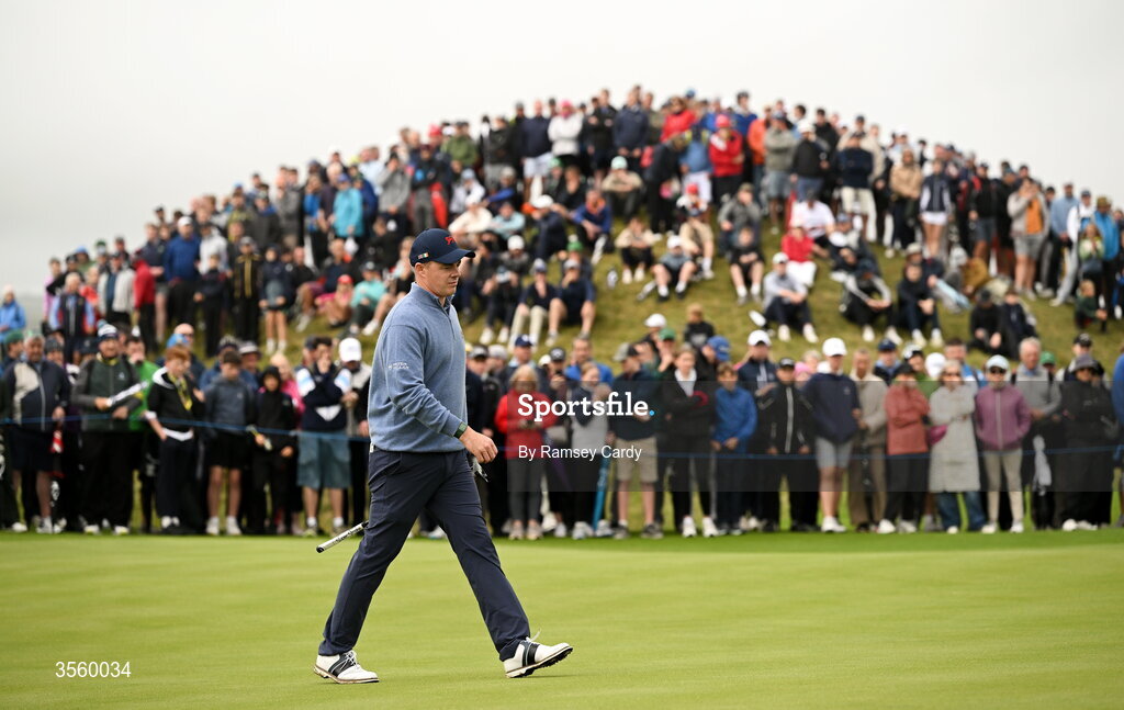 6 September 2026; Stuart Grehan of Great Britain and Ireland on the 14th green during the singles matches on day two of the 51st Walker Cup at Lahinch Golf Club in Lahinch, Clare. Photo by Ramsey Cardy/Sportsfile