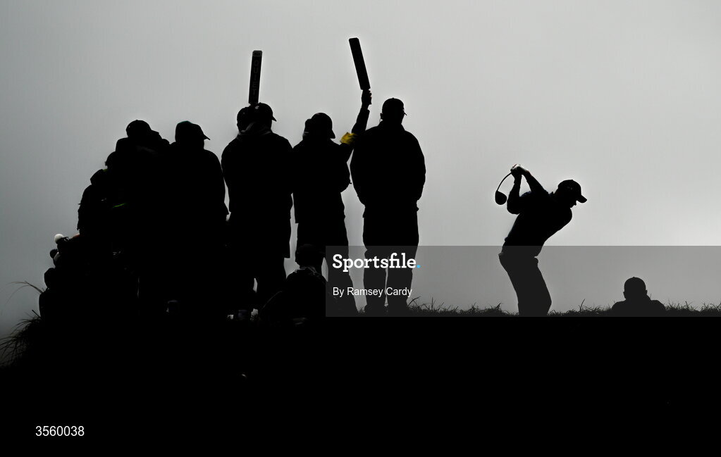 6 September 2026; Stuart Grehan of Great Britain and Ireland plays his tee shot on the 13th hole during the singles matches on day two of the 51st Walker Cup at Lahinch Golf Club in Lahinch, Clare. Photo by Ramsey Cardy/Sportsfile