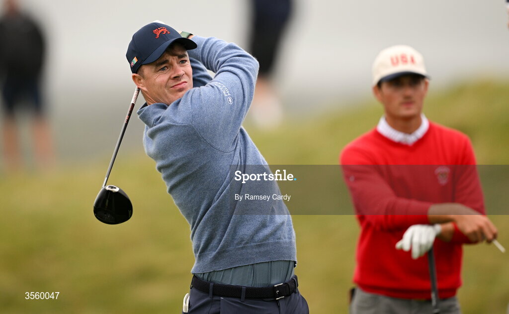 6 September 2026; Stuart Grehan of Great Britain and Ireland during the singles matches on day two of the 51st Walker Cup at Lahinch Golf Club in Lahinch, Clare. Photo by Ramsey Cardy/Sportsfile