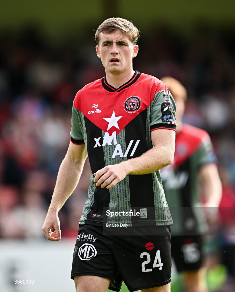 5 September 2026; Cian Byrne of Bohemians during the Club Orange Men’s FAI Cup quarter-final match between St Patrick's Athletic and Bohemians at Richmond Park in Dublin. Photo by Seb Daly/Sportsfile