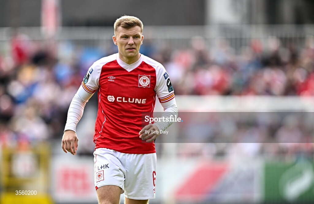 5 September 2026; Jamie Lennon of St Patrick's Athletic during the Club Orange Men’s FAI Cup quarter-final match between St Patrick's Athletic and Bohemians at Richmond Park in Dublin. Photo by Seb Daly/Sportsfile