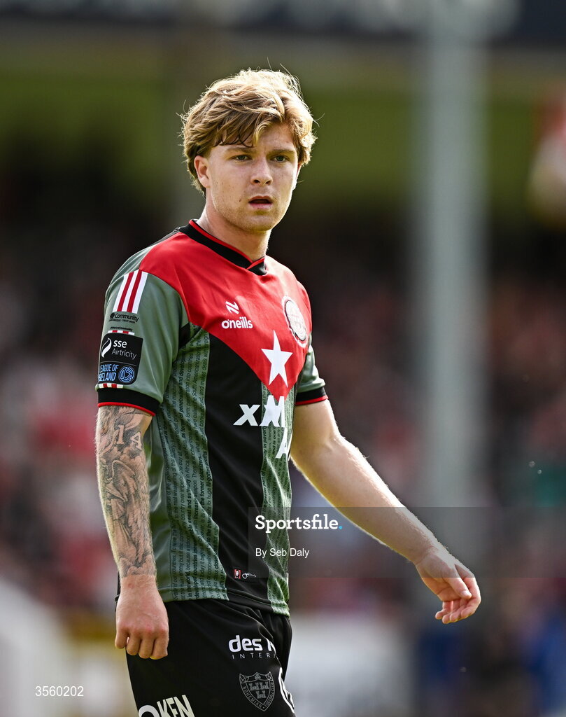 5 September 2026; Harry Vaughan of Bohemians during the Club Orange Men’s FAI Cup quarter-final match between St Patrick's Athletic and Bohemians at Richmond Park in Dublin. Photo by Seb Daly/Sportsfile