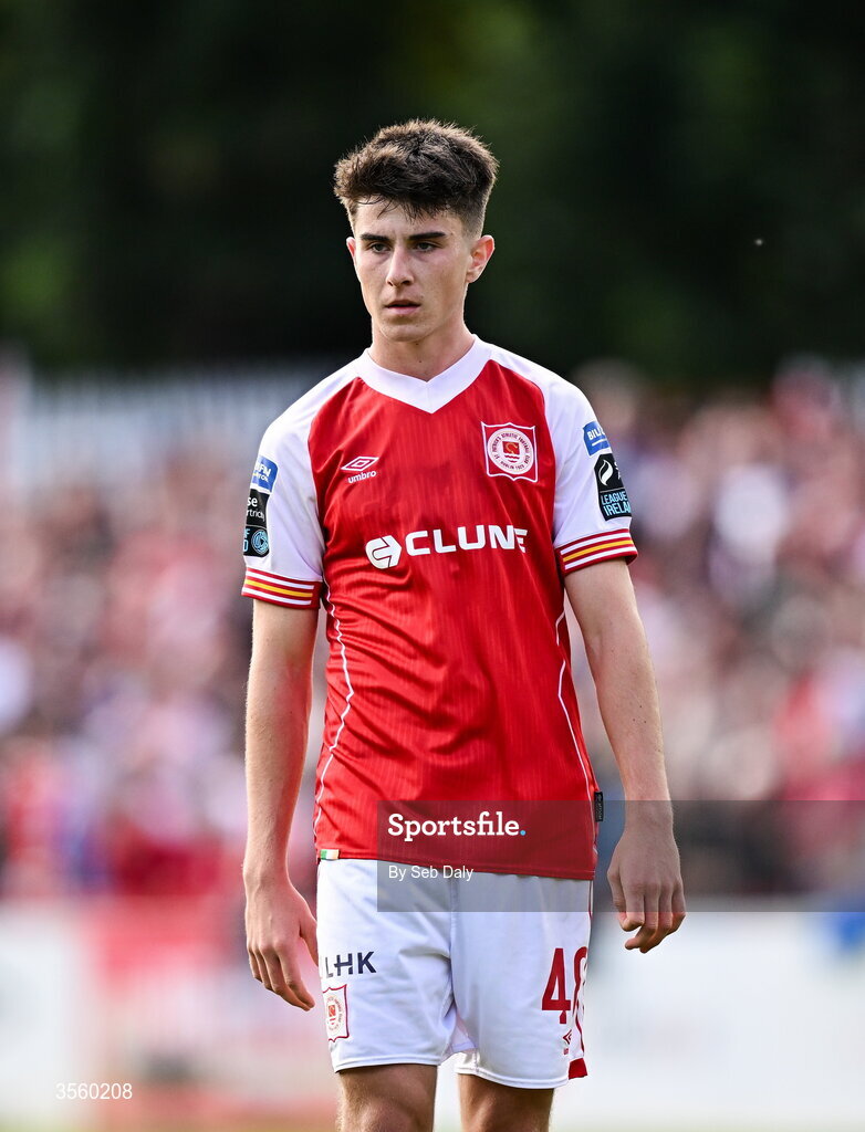 5 September 2026; Ryan Sheridan of St Patrick's Athletic during the Club Orange Men’s FAI Cup quarter-final match between St Patrick's Athletic and Bohemians at Richmond Park in Dublin. Photo by Seb Daly/Sportsfile