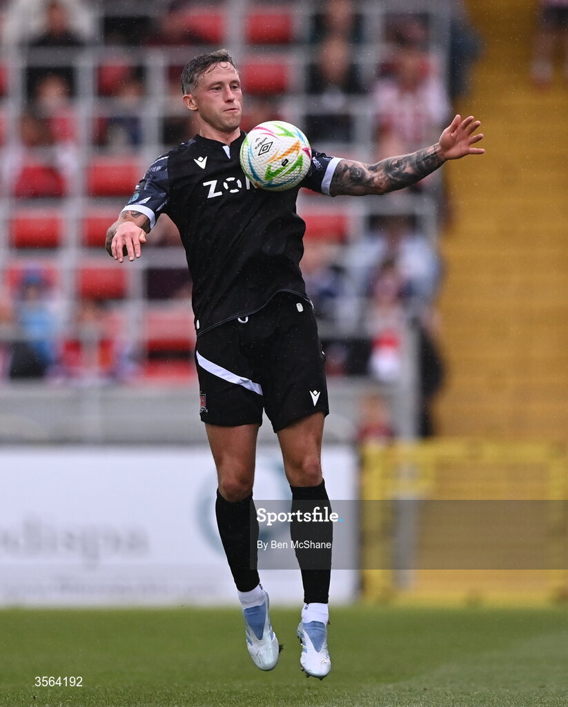 6 September 2026; Rob Cornwall of Dundalk during the Club Orange Men’s FAI Cup quarter-final match between Derry City and Dundalk at The Ryan McBride Brandywell Stadium in Derry. Photo by Ben McShane/Sportsfile