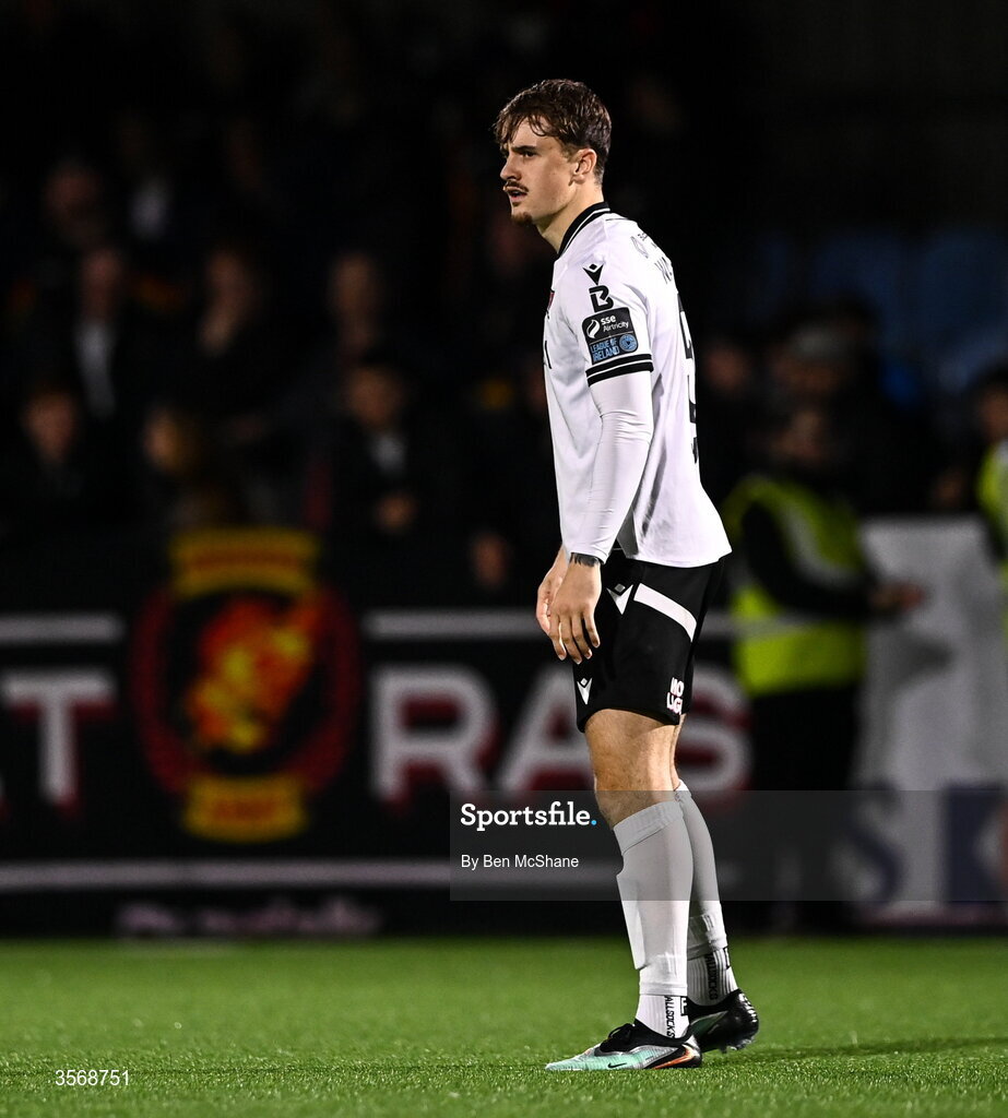 14 September 2026; Harvey Warren of Dundalk during the SSE Airtricity Men’s Premier Division match between Dundalk and St Patrick's Athletic at Oriel Park in Dundalk, Louth. Photo by Ben McShane/Sportsfile