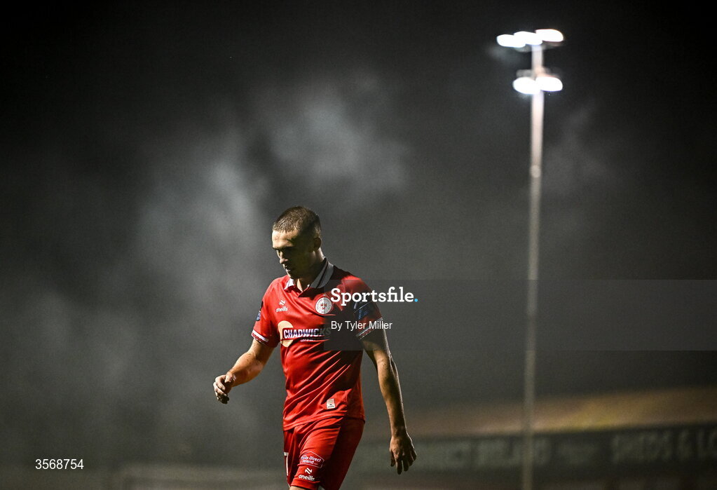 14 September 2026; Evan Caffrey of Shelbourne reacts during the SSE Airtricity Men’s Premier Division match between Shelbourne and Drogheda United at Tolka Park in Dublin. Photo by Tyler Miller/Sportsfile