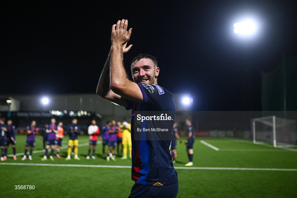 14 September 2026; Ryan Edmondson of St Patrick's Athletic celebrates after the SSE Airtricity Men’s Premier Division match between Dundalk and St Patrick's Athletic at Oriel Park in Dundalk, Louth. Photo by Ben McShane/Sportsfile