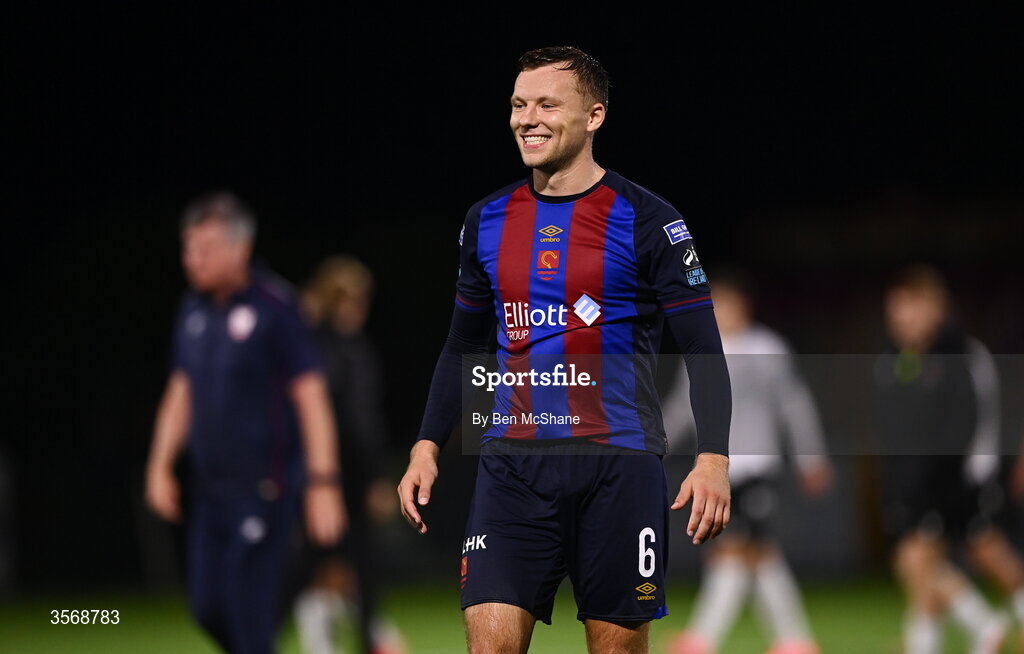 14 September 2026; Jamie Lennon of St Patrick's Athletic celebrates after the SSE Airtricity Men’s Premier Division match between Dundalk and St Patrick's Athletic at Oriel Park in Dundalk, Louth. Photo by Ben McShane/Sportsfile