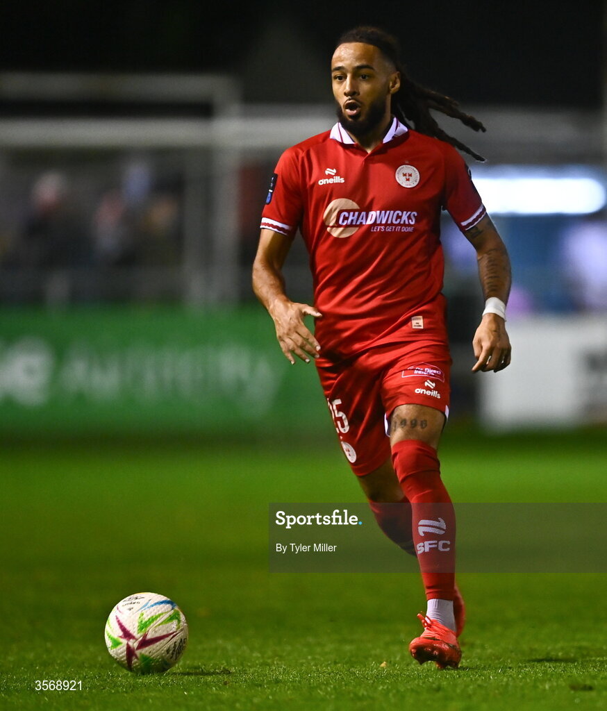 14 September 2026; Milan Mbeng of Shelbourne during the SSE Airtricity Men’s Premier Division match between Shelbourne and Drogheda United at Tolka Park in Dublin. Photo by Tyler Miller/Sportsfile