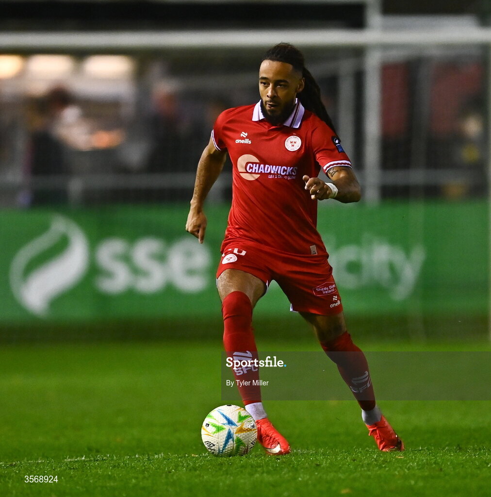 14 September 2026; Milan Mbeng of Shelbourne during the SSE Airtricity Men’s Premier Division match between Shelbourne and Drogheda United at Tolka Park in Dublin. Photo by Tyler Miller/Sportsfile