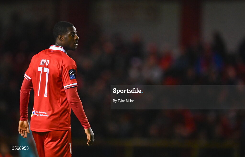 14 September 2026; Mipo Odubeko of Shelbourne during the SSE Airtricity Men’s Premier Division match between Shelbourne and Drogheda United at Tolka Park in Dublin. Photo by Tyler Miller/Sportsfile