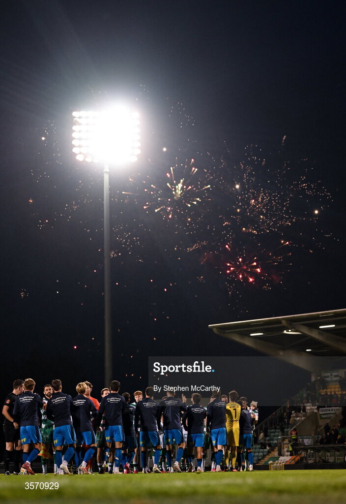 18 September 2026; Fireworks before the SSE Airtricity Men’s Premier Division match between Shamrock Rovers and Waterford at Tallaght Stadium in Dublin. Photo by Stephen McCarthy/Sportsfile