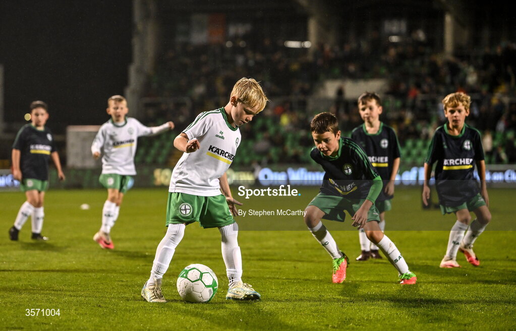 18 September 2026; Conor McGregor Junior of Straffan AFC takes part in a half-time exhibition match during the SSE Airtricity Men’s Premier Division match between Shamrock Rovers and Waterford at Tallaght Stadium in Dublin. Photo by Stephen McCarthy/Sportsfile