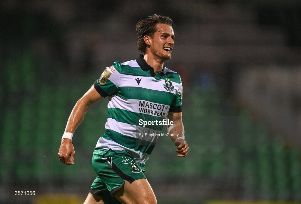 18 September 2026; John McGovern of Shamrock Rovers celebrates after scoring his side's third goal during the SSE Airtricity Men’s Premier Division match between Shamrock Rovers and Waterford at Tallaght Stadium in Dublin. Photo by Stephen McCarthy/Sportsfile