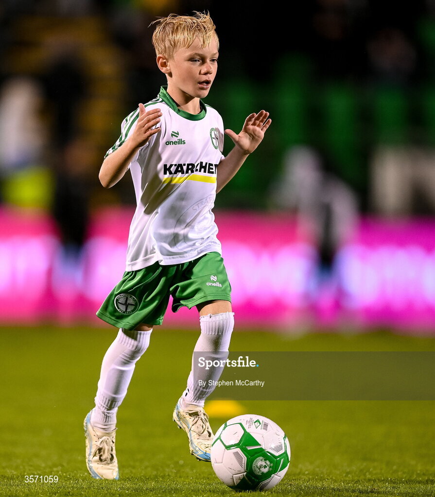 18 September 2026; Conor McGregor Junior of Straffan AFC takes part in a half-time exhibition match during the SSE Airtricity Men’s Premier Division match between Shamrock Rovers and Waterford at Tallaght Stadium in Dublin. Photo by Stephen McCarthy/Sportsfile