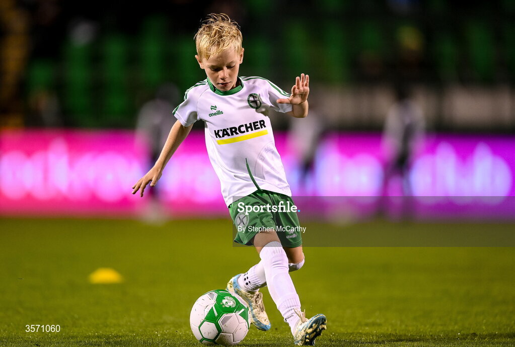 18 September 2026; Conor McGregor Junior of Straffan AFC takes part in a half-time exhibition match during the SSE Airtricity Men’s Premier Division match between Shamrock Rovers and Waterford at Tallaght Stadium in Dublin. Photo by Stephen McCarthy/Sportsfile