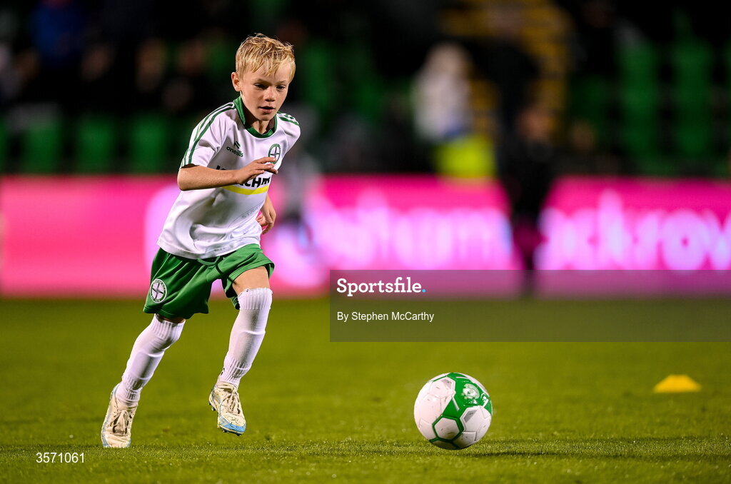 18 September 2026; Conor McGregor Junior of Straffan AFC takes part in a half-time exhibition match during the SSE Airtricity Men’s Premier Division match between Shamrock Rovers and Waterford at Tallaght Stadium in Dublin. Photo by Stephen McCarthy/Sportsfile