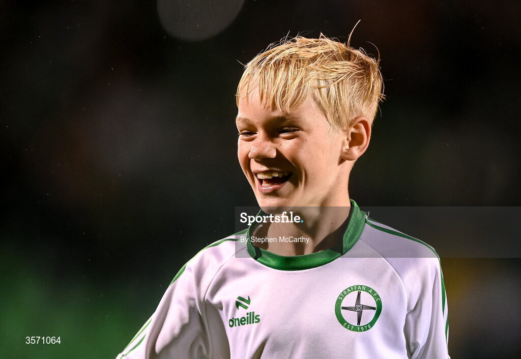 18 September 2026; Conor McGregor Junior of Straffan AFC takes part in a half-time exhibition match during the SSE Airtricity Men’s Premier Division match between Shamrock Rovers and Waterford at Tallaght Stadium in Dublin. Photo by Stephen McCarthy/Sportsfile