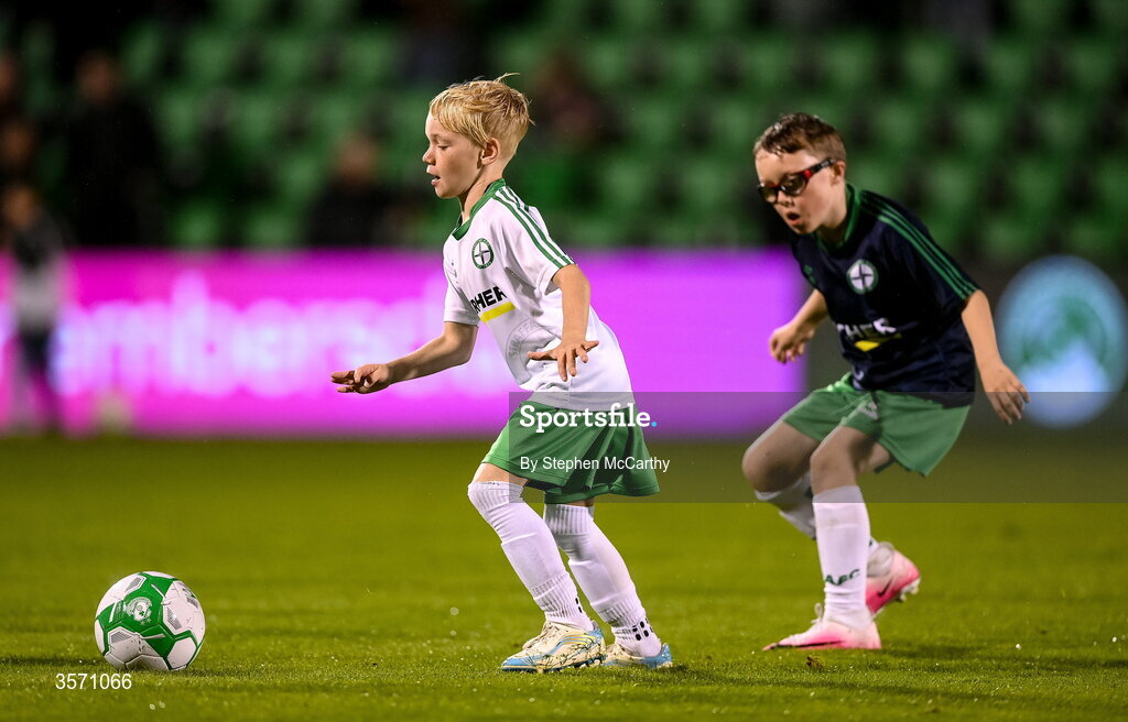 18 September 2026; Conor McGregor Junior of Straffan AFC takes part in a half-time exhibition match during the SSE Airtricity Men’s Premier Division match between Shamrock Rovers and Waterford at Tallaght Stadium in Dublin. Photo by Stephen McCarthy/Sportsfile