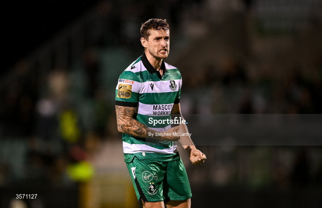 18 September 2026; Lee Grace of Shamrock Rovers celebrates following the SSE Airtricity Men’s Premier Division match between Shamrock Rovers and Waterford at Tallaght Stadium in Dublin. Photo by Stephen McCarthy/Sportsfile