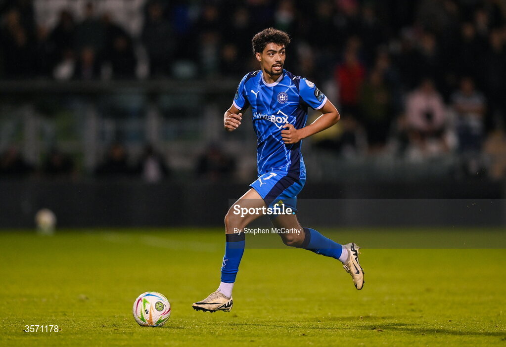 18 September 2026; Noah Mawene of Waterford during the SSE Airtricity Men’s Premier Division match between Shamrock Rovers and Waterford at Tallaght Stadium in Dublin. Photo by Stephen McCarthy/Sportsfile