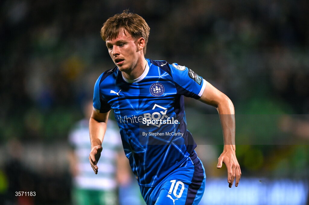 18 September 2026; Conan Noonan of Waterford during the SSE Airtricity Men’s Premier Division match between Shamrock Rovers and Waterford at Tallaght Stadium in Dublin. Photo by Stephen McCarthy/Sportsfile