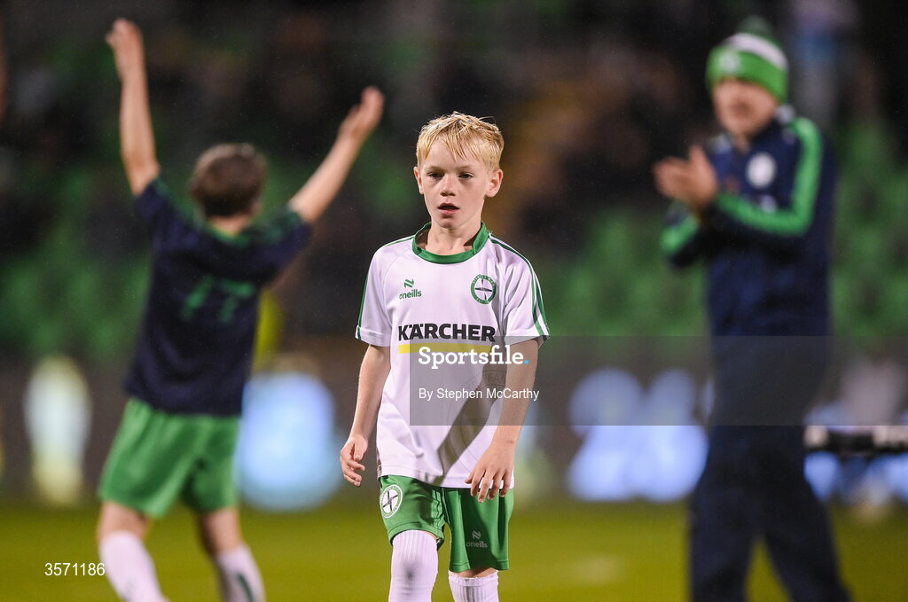 18 September 2026; Conor McGregor Junior of Straffan AFC takes part in a half-time exhibition match during the SSE Airtricity Men’s Premier Division match between Shamrock Rovers and Waterford at Tallaght Stadium in Dublin. Photo by Stephen McCarthy/Sportsfile