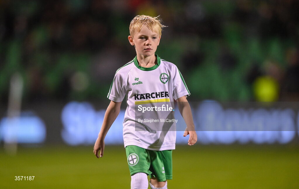 18 September 2026; Conor McGregor Junior of Straffan AFC takes part in a half-time exhibition match during the SSE Airtricity Men’s Premier Division match between Shamrock Rovers and Waterford at Tallaght Stadium in Dublin. Photo by Stephen McCarthy/Sportsfile