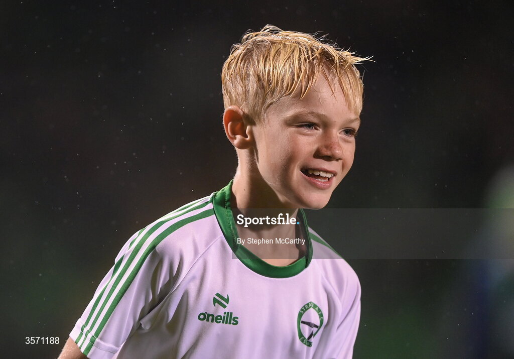 18 September 2026; Conor McGregor Junior of Straffan AFC takes part in a half-time exhibition match during the SSE Airtricity Men’s Premier Division match between Shamrock Rovers and Waterford at Tallaght Stadium in Dublin. Photo by Stephen McCarthy/Sportsfile