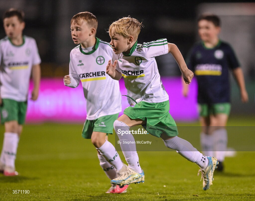 18 September 2026; Conor McGregor Junior of Straffan AFC takes part in a half-time exhibition match during the SSE Airtricity Men’s Premier Division match between Shamrock Rovers and Waterford at Tallaght Stadium in Dublin. Photo by Stephen McCarthy/Sportsfile