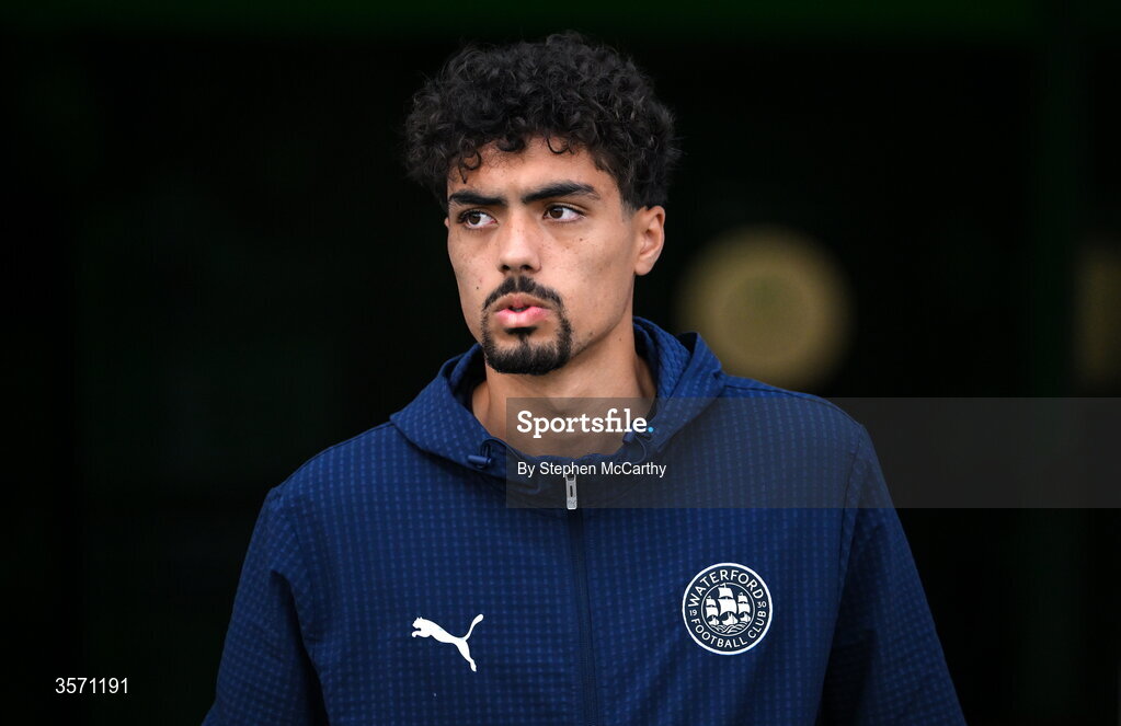 18 September 2026; Noah Mawene of Waterford before the SSE Airtricity Men’s Premier Division match between Shamrock Rovers and Waterford at Tallaght Stadium in Dublin. Photo by Stephen McCarthy/Sportsfile