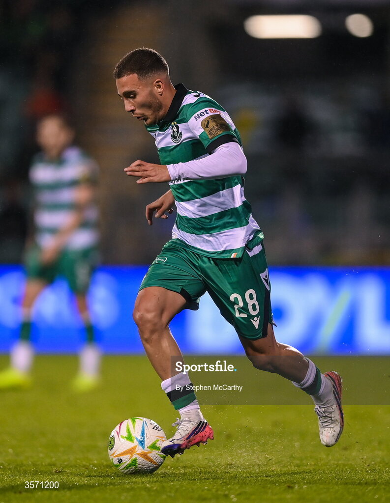 18 September 2026; Naj Razi of Shamrock Rovers during the SSE Airtricity Men’s Premier Division match between Shamrock Rovers and Waterford at Tallaght Stadium in Dublin. Photo by Stephen McCarthy/Sportsfile