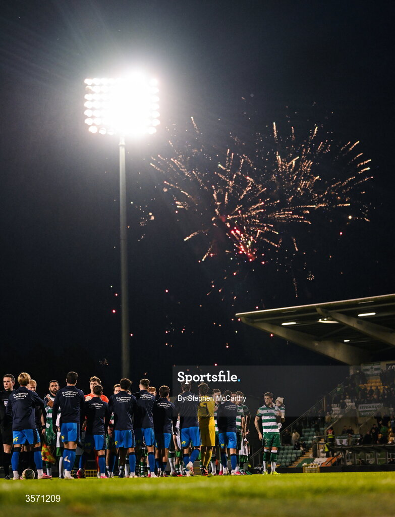 18 September 2026; Fireworks before the SSE Airtricity Men’s Premier Division match between Shamrock Rovers and Waterford at Tallaght Stadium in Dublin. Photo by Stephen McCarthy/Sportsfile