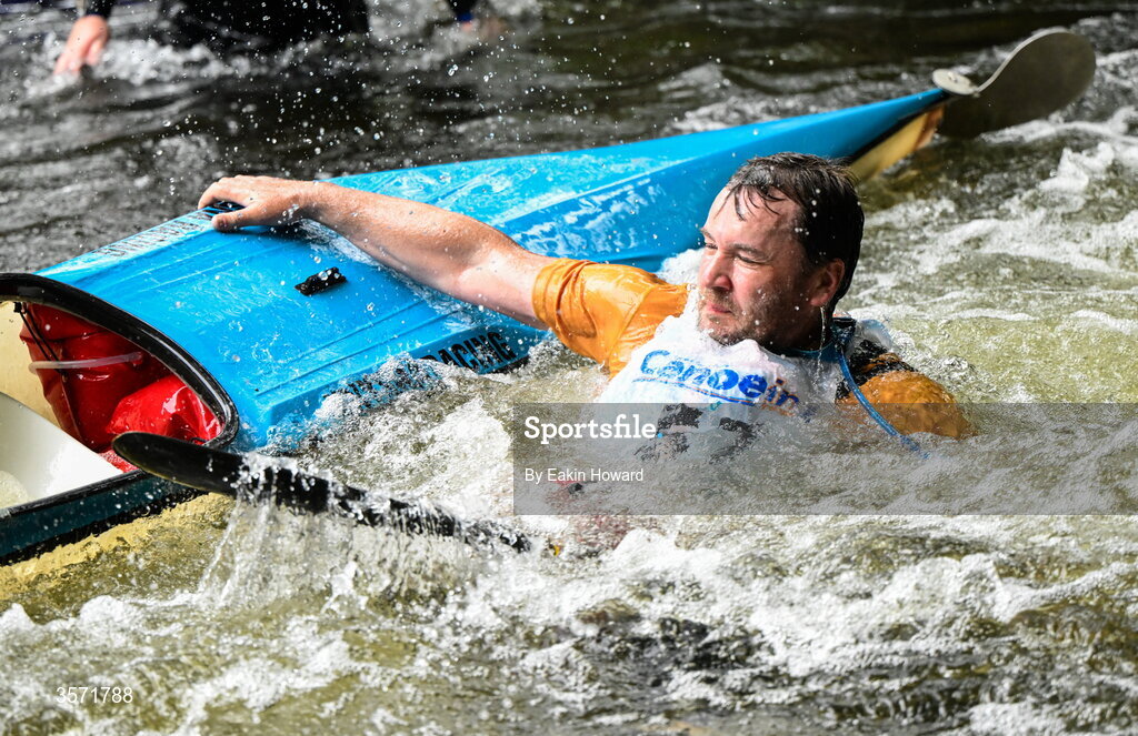 19 September 2026; Mick Farrell of Baltinglass OETC competes in the K1 A +39 event during the 65th International Liffey Descent at Sluice Weir in Lucan, Dublin. Photo by Eakin Howard/Sportsfile