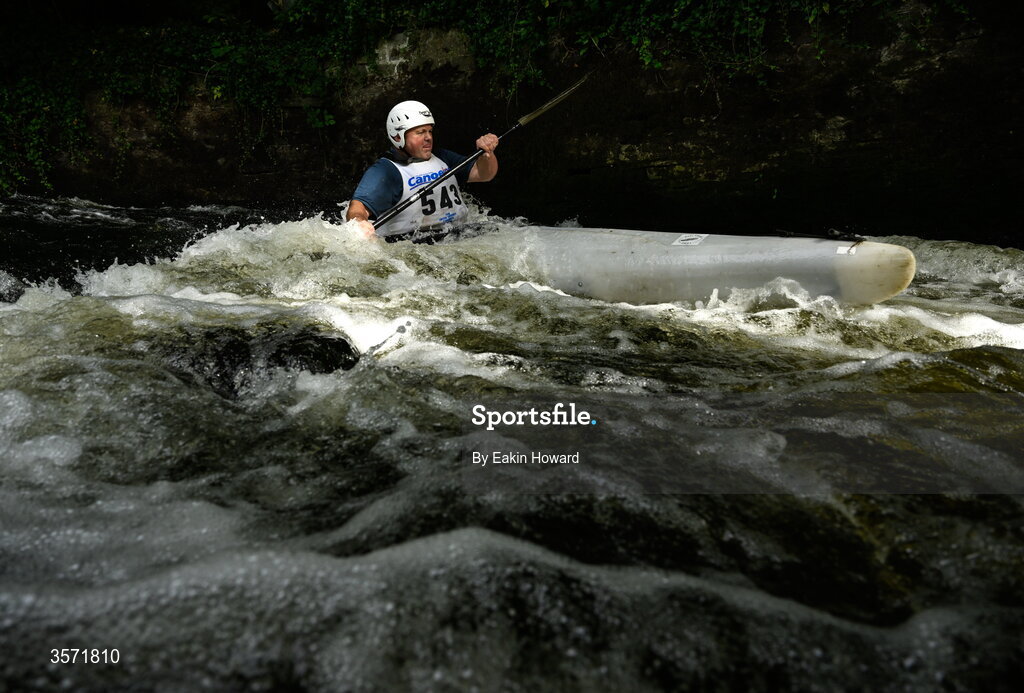19 September 2026; Keith Johnston competes in the K1 Class C +49 event during the 65th International Liffey Descent at Sluice Weir in Lucan, Dublin. Photo by Eakin Howard/Sportsfile
