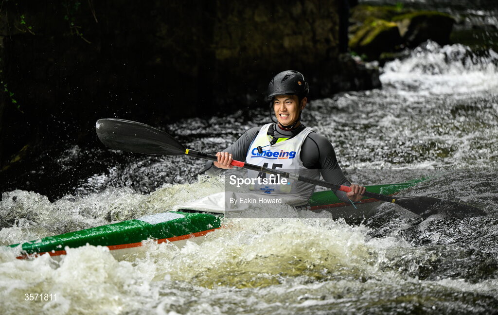 19 September 2026; Simon Teo of Salmon Leap Canoe Club competes in the K1 A event during the 65th International Liffey Descent at Sluice Weir in Lucan, Dublin. Photo by Eakin Howard/Sportsfile
