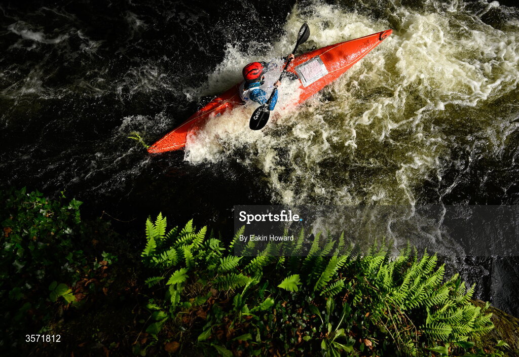 19 September 2026; Sarah McCarthy of Lucan Kayak Club competes in the K1 Class C +49 event during the 65th International Liffey Descent at Sluice Weir in Lucan, Dublin. Photo by Eakin Howard/Sportsfile