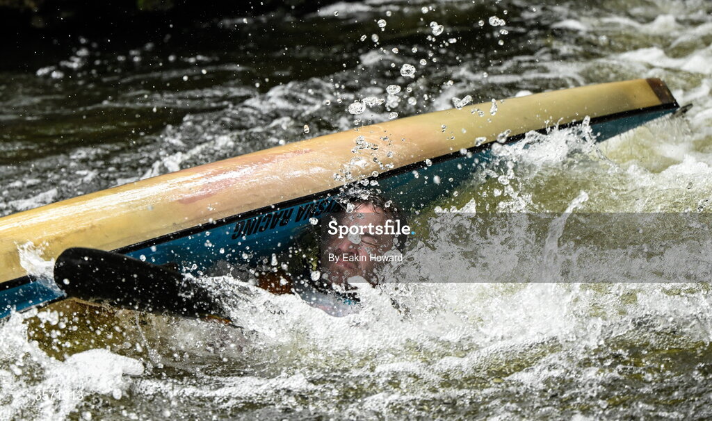 19 September 2026; Mick Farrell of Baltinglass OETC competes in the K1 A +39 event during the 65th International Liffey Descent at Sluice Weir in Lucan, Dublin. Photo by Eakin Howard/Sportsfile