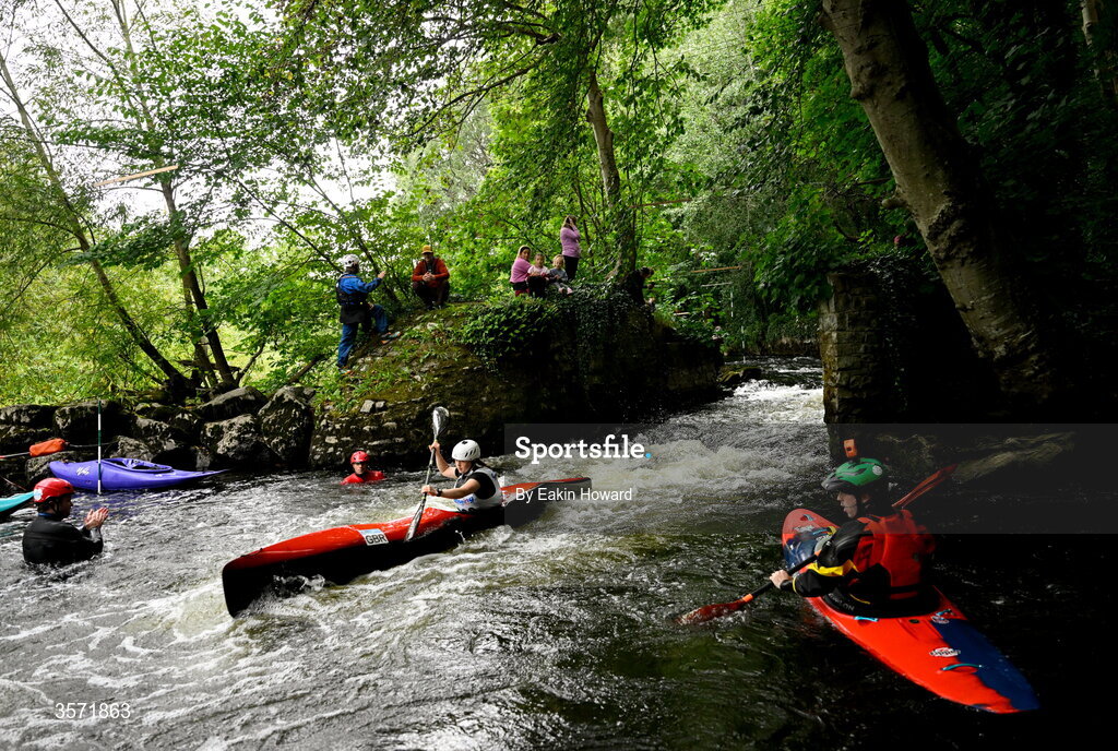 19 September 2026; Emma Christie of Breakout Canoe Unit competes in the Wild Water racing event during the 65th International Liffey Descent at Sluice Weir in Lucan, Dublin. Photo by Eakin Howard/Sportsfile